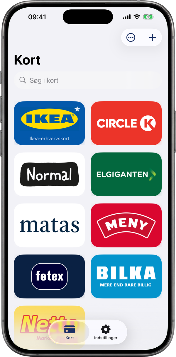 ShowCards-walleten, et gitter af kundekort i mærkefarver