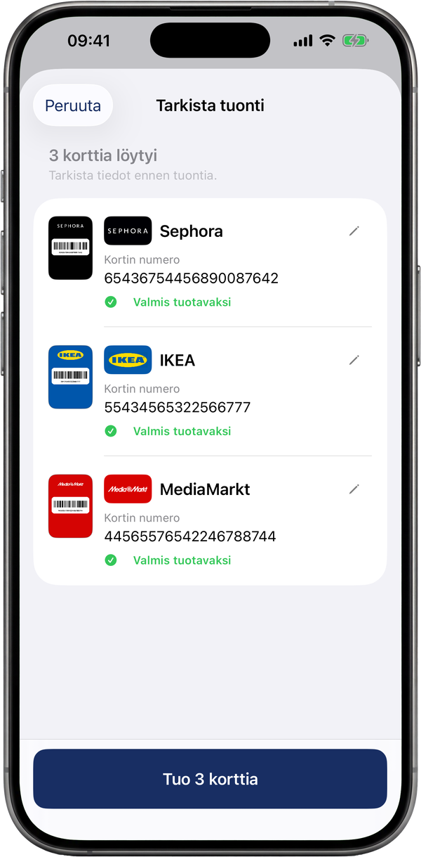Useiden etukorttien tuonti ShowCardsiin kerralla