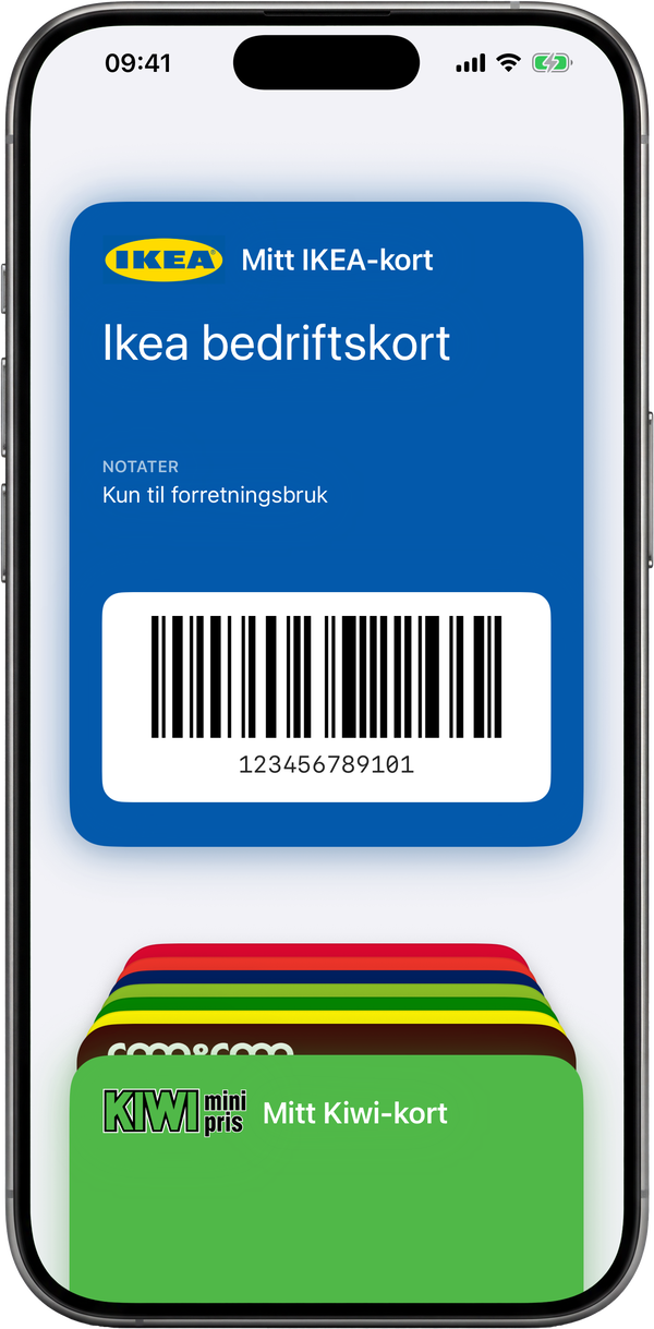 Et fordelskort lagt til i Apple Wallet som et kort med strekkode