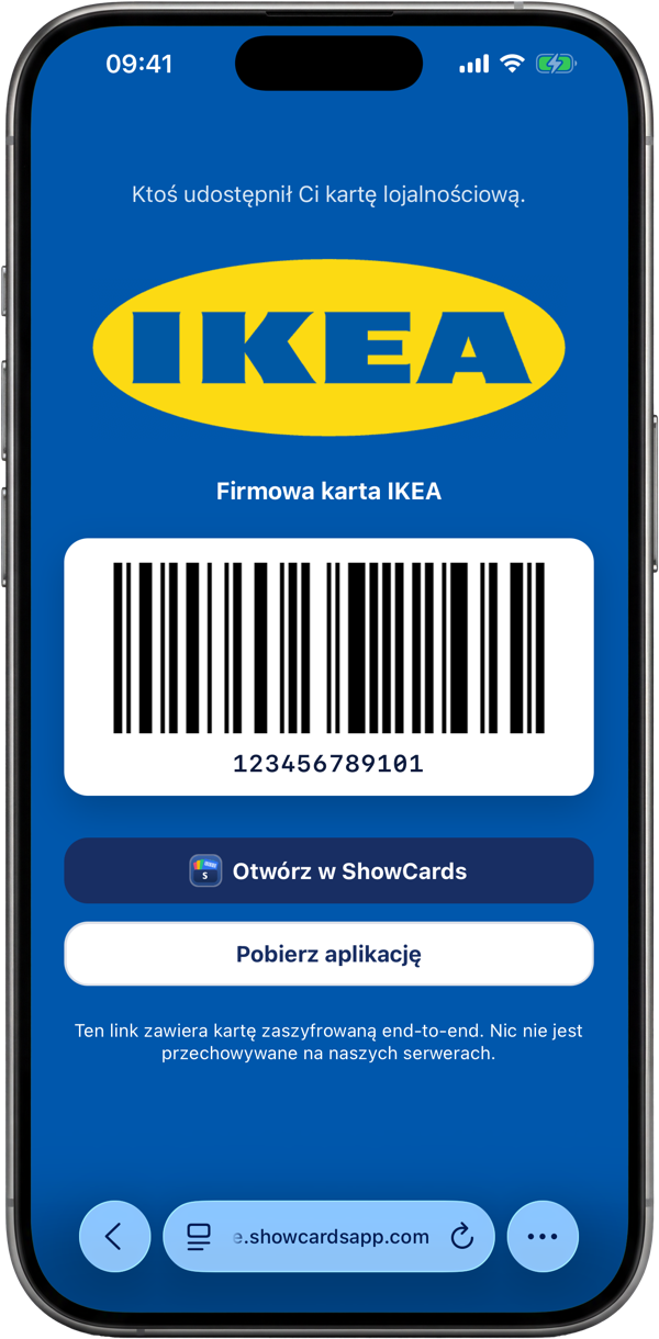 Udostępnij kartę jednym stuknięciem