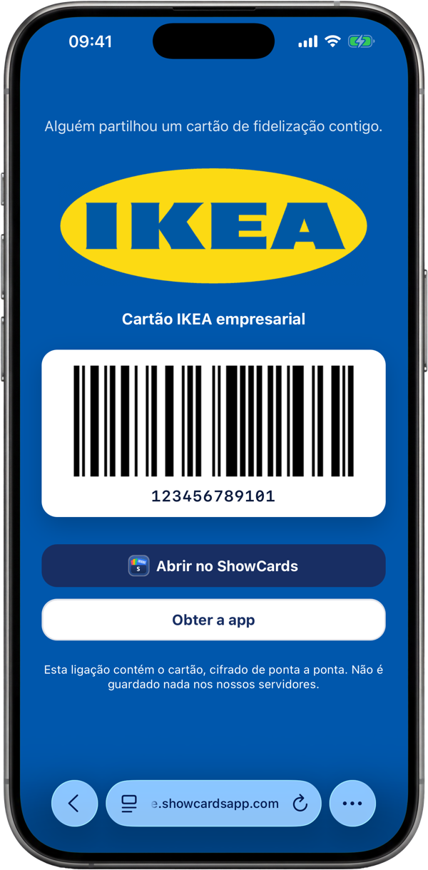 Partilhe um cartão com um toque