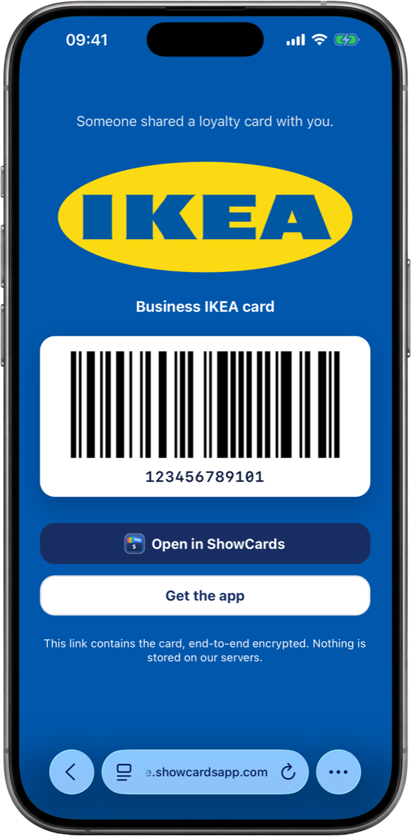 Share a card in a tap