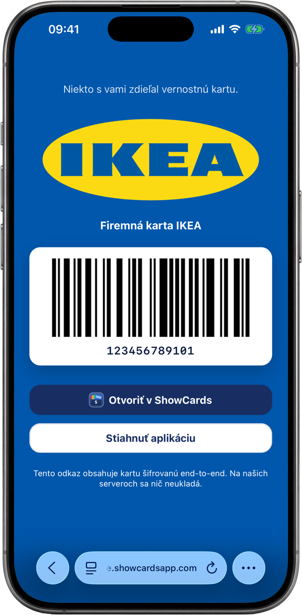 Zdieľajte kartu jedným klepnutím